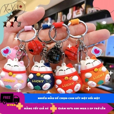 Móc khoá mèo mini thần tài Phong thuỷ