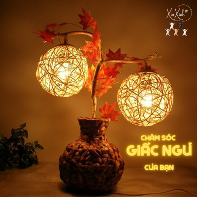 Đèn ngủ led mini Xinxinh cây phong để bàn