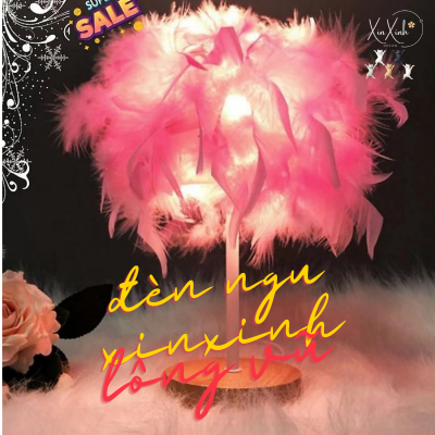 Đèn ngủ̉ pin mini Xinxinh lông vũ để bàn