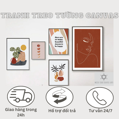 Bộ tranh treo tường Canvas NSDL trang trí phòng khách, phòng ngủ hiện đại đơn giản