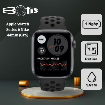 Apple Watch Series 6 Nike 44mm (GPS) Viền Nhôm Dây Cao Su | Chính Hãng VN/A