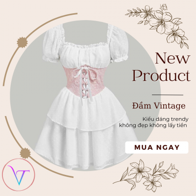 Đầm Vintage kiểu dáng cổ điển đồng quê