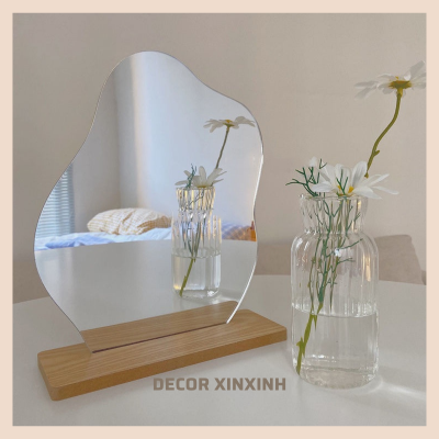 Gương để bàn trang điểm đế gỗ hình đám mây decor xinh xắn, tối giản